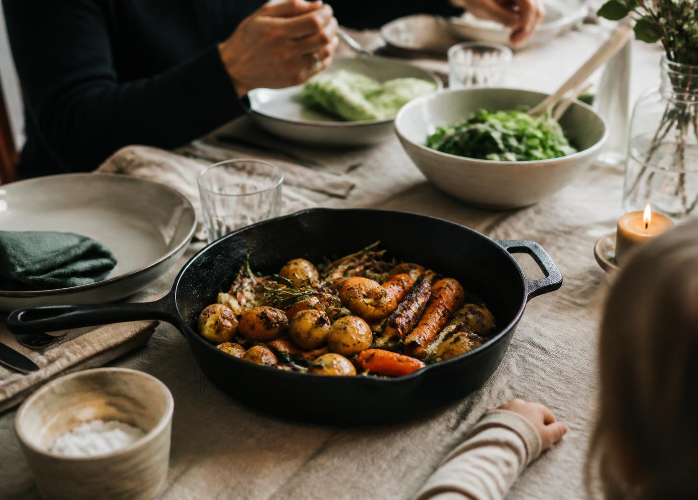 Cast Iron Skillet, 12" in use